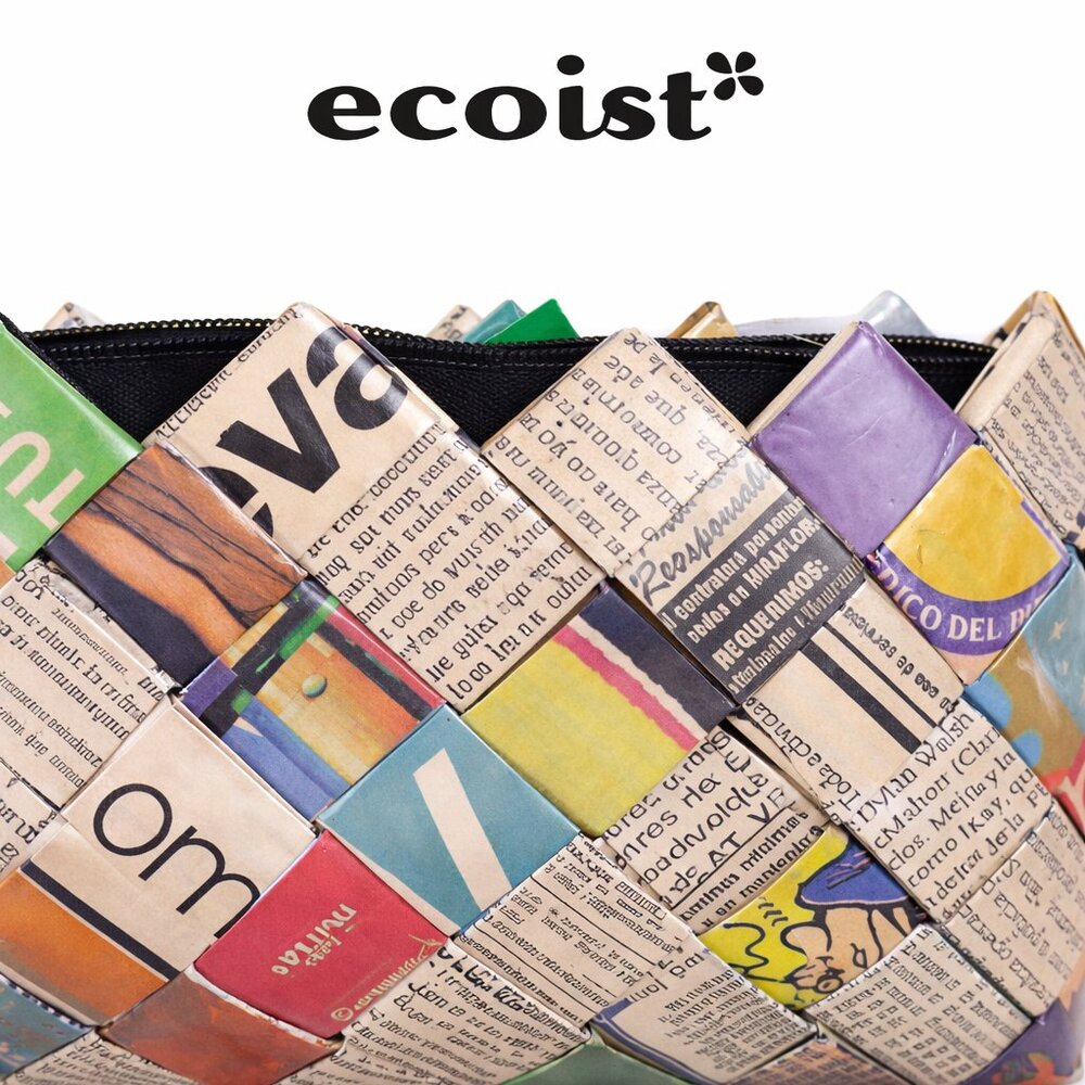 Ecoist Recycled Magazine Clutch Bag Handmade Upcycled Paper Folded Art Purse